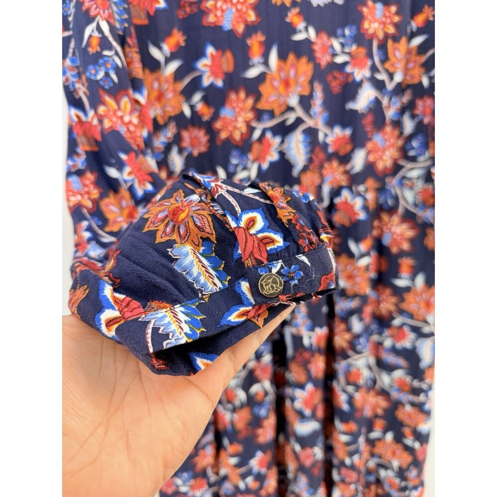 NWT Draper James Womens Midi Dress Sz XL Blue Floral Long Sleeve V Neck Wedding - Picture 5 of 12